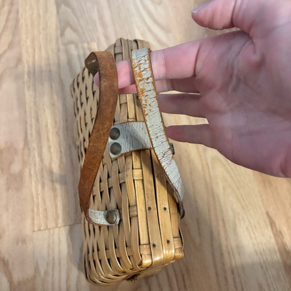 Woven Wicker Handbag Top Handle 1950s Fabric Interior Day Purse, Kitsch Style - Picture 4 of 8